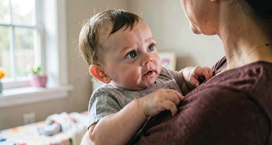 bebê observando novo ambiente durante passeio pela escola na creche