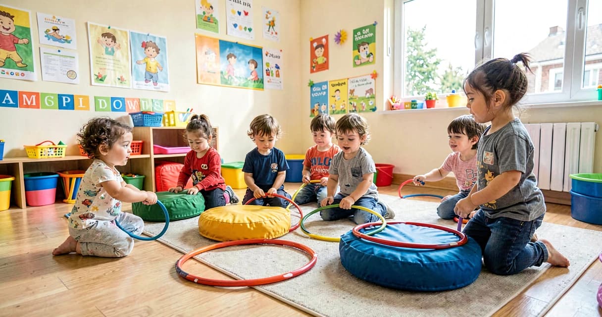 plano de aula jogo de percurso: crianças da creche montando circuito motor