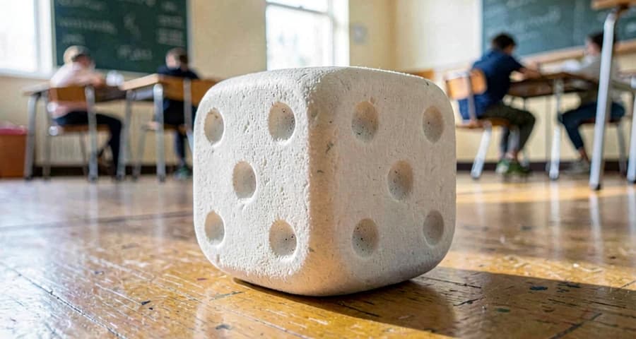 dado grande de espuma usado em atividade de contagem na creche