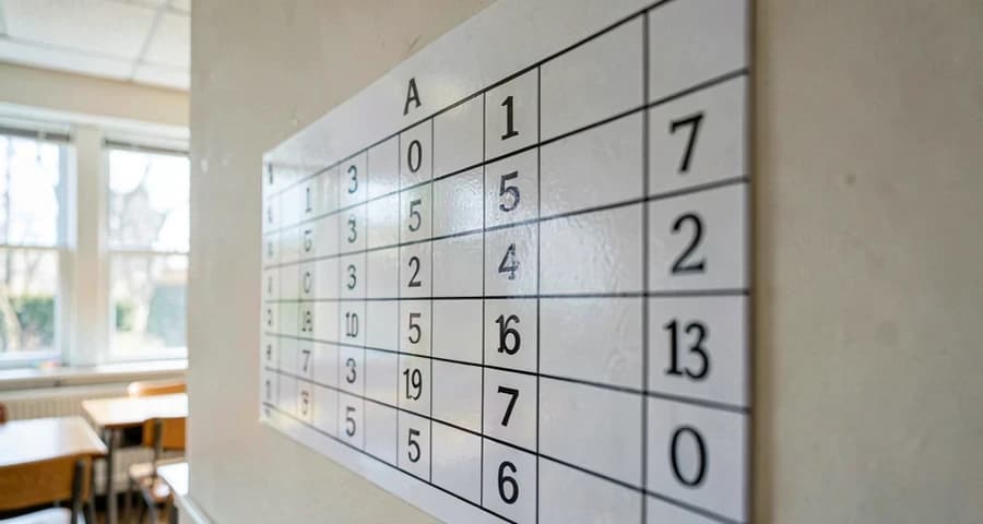 cartaz de registro de contagem de presença usado na creche