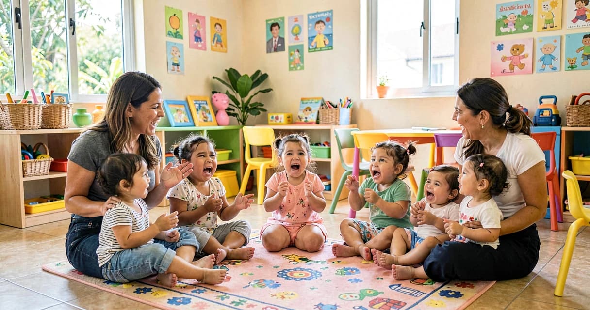 plano de aula encontro musical com famílias: pais e bebês cantando juntos na creche