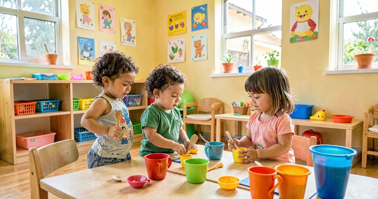 plano de aula sons com objetos: crianças da creche explorando sons de objetos do cotidiano