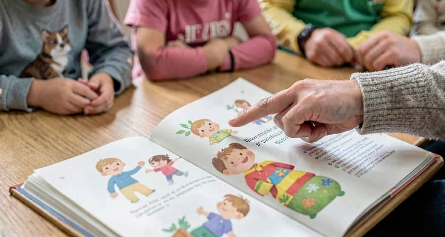 contação de história de repetição com participação coletiva na creche