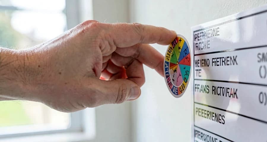 criança da creche colando adesivo em gráfico de preferências coletivo