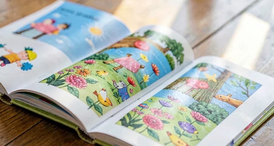 ilustração detalhada de livro usada em atividade de observação na creche