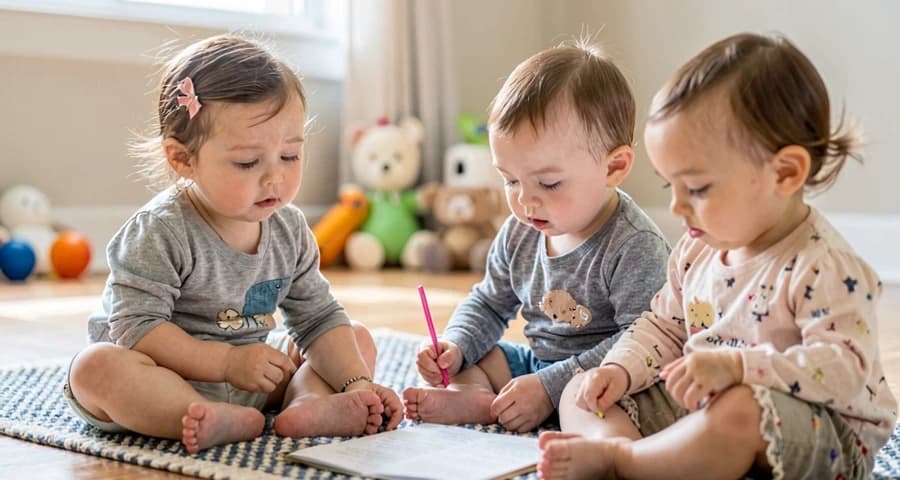 bebês atentos durante roda de parlendas e rimas na creche