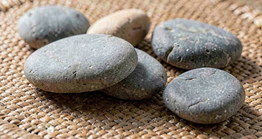 pedras lisas de tamanhos variados usadas em atividade sensorial na creche
