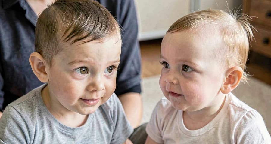 bebês de turmas diferentes interagindo durante atividade de convívio social na creche