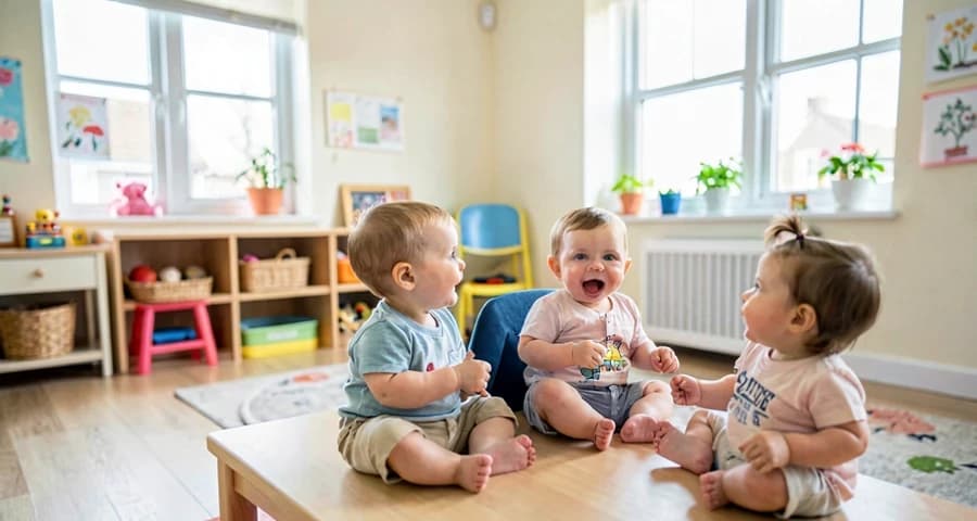 sala de turma vizinha preparada para atividade de visita entre grupos na creche